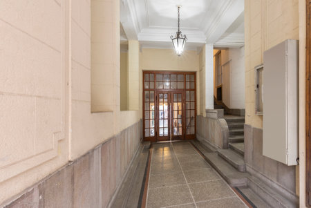 Entrance corridor in old apartment buildingの写真素材