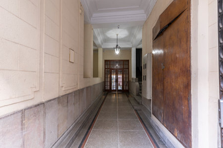 Entrance corridor in old apartment buildingの写真素材