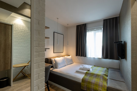 Interior of a hotel bedroom with master bedの写真素材