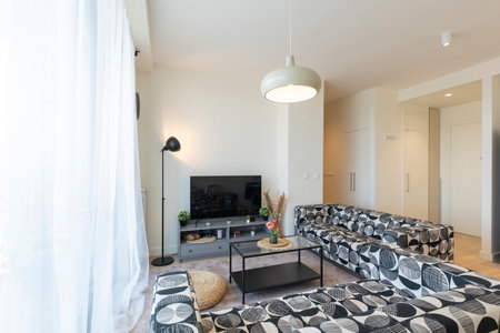 Living room interior in new apartmentの写真素材