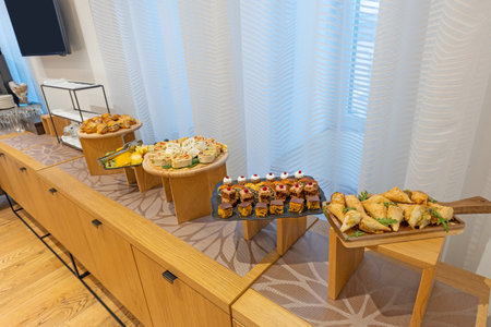 Dessert buffet table set in the meeting roomのeditorial素材