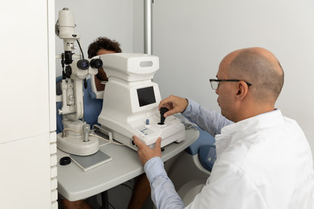 Examination of the eyes and vision. Comprehensive eye examinationの写真素材