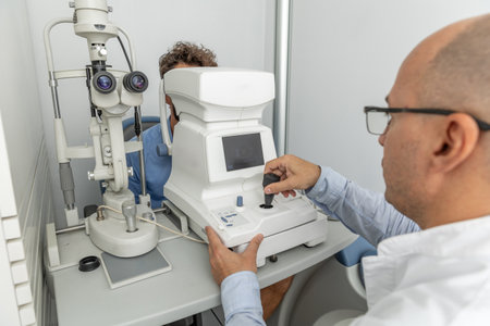 EExamination of the eyes and vision. Comprehensive eye examinationの写真素材