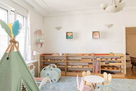 Interior of a montessori kindergartenの写真素材