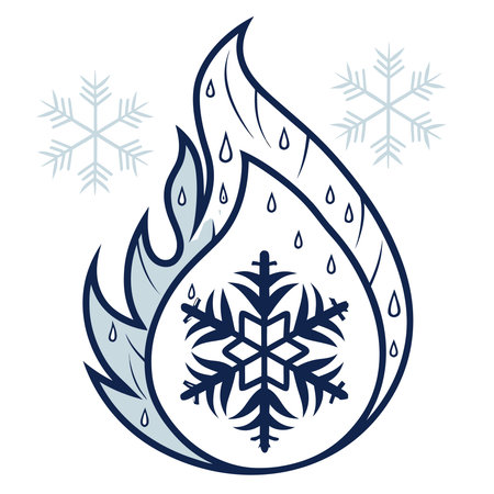 Vector illustration of a water drop with ice and snowflakes.のイラスト素材