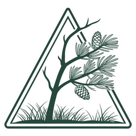 Warning sign with pine branch and cones. Vector illustration for your designのイラスト素材