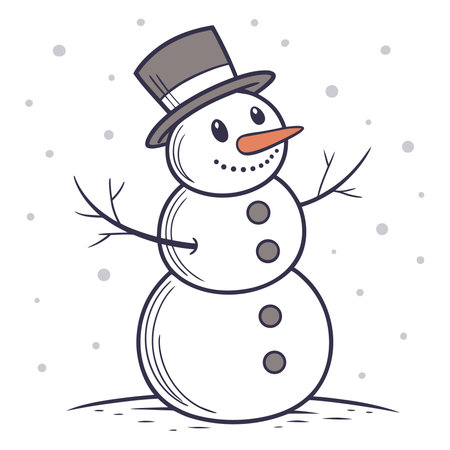 Cartoon snowman. Vector illustration of a snowman on a white background.のイラスト素材