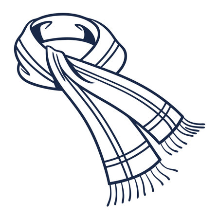 Vector hand drawn scarf isolated on white background. Winter accessory for cold weather.のイラスト素材