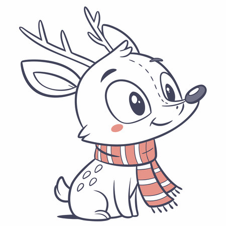 Cute cartoon reindeer with scarf. Vector illustration for your designのイラスト素材