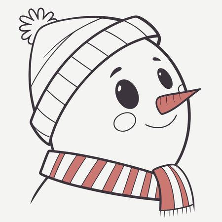 Cute snowman in a hat and scarf. Vector illustration.のイラスト素材