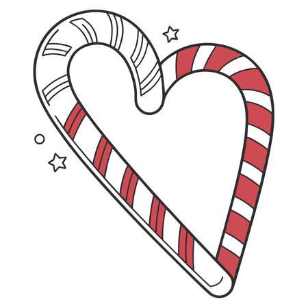 Christmas candy cane in the shape of a heart. Vector illustration.のイラスト素材