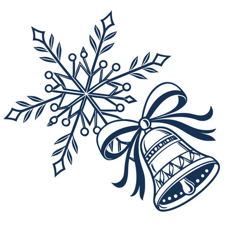 Christmas bell and snowflake icon. Merry Christmas season and decoration theme. Isolated design. Vector illustrationのイラスト素材