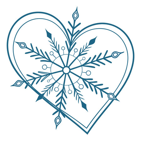 Heart with arrow and snowflakes. Valentine's Day. Vector illustrationのイラスト素材
