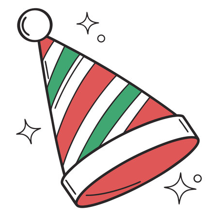 Vector illustration of Christmas hat. Line art design for web, site, advertising, banner, poster, board and print.のイラスト素材