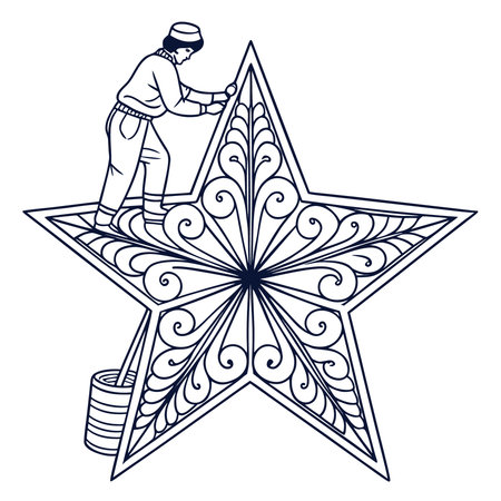 Vector illustration of a man in a cap and with a star.のイラスト素材