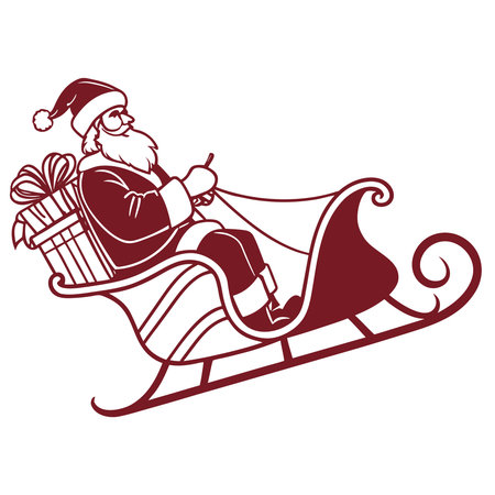 Santa Claus on a sleigh with a gift. Vector illustration.のイラスト素材