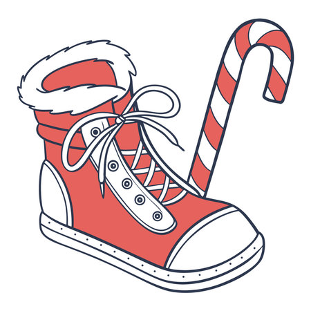 Christmas boot with candy canes vector illustration graphic design vector illustration graphic designのイラスト素材