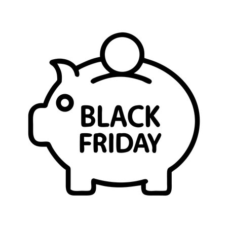 Black Friday. Piggy bank icon. Vector illustration on white background.のイラスト素材
