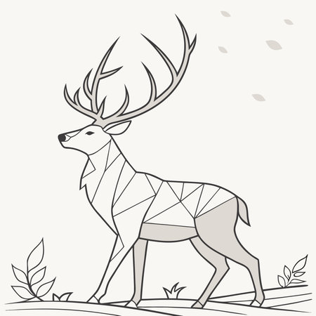 Deer with antlers on a white background. Vector illustration.のイラスト素材
