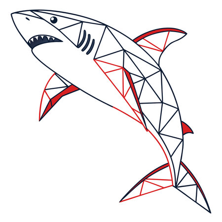 Shark vector illustration isolated on a white background. Polygonal sharkのイラスト素材