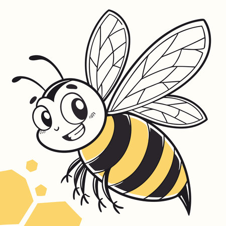 Cute cartoon bee isolated on a white background. Vector illustration.のイラスト素材