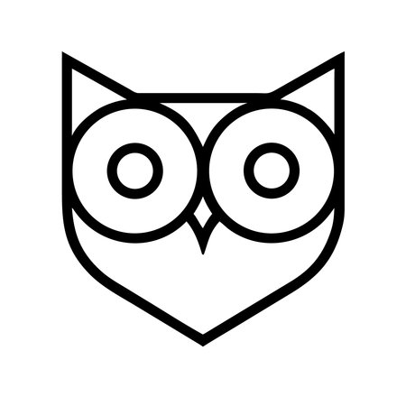 Owl head vector illustration, line design icon editable outline.のイラスト素材