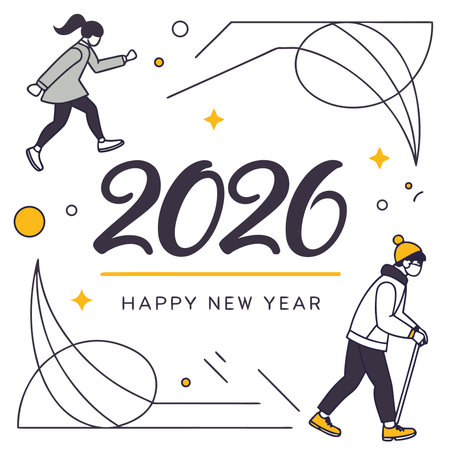 Happy new year 2016 greeting card with girl and kite. Vector illustrationのイラスト素材