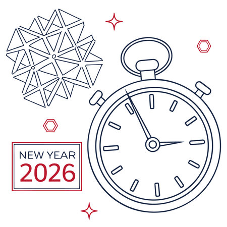 New Year's Eve greeting card with a stopwatch. Vector illustration.のイラスト素材