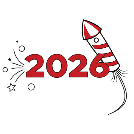 Happy New Year Greeting Card with Firecracker and 2020のイラスト素材