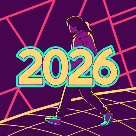 Vector illustration of a girl in the style of pop art on the theme of the new year.のイラスト素材