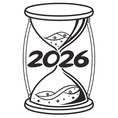 Vector illustration of a hourglass with the number 2016 on a white backgroundのイラスト素材