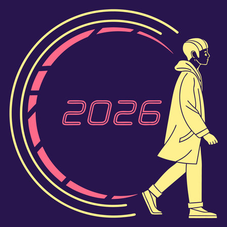 Vector illustration of a man walking in the New Year's Eve.のイラスト素材