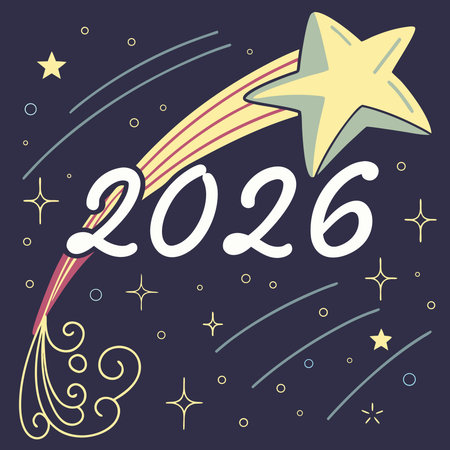 Happy new year 2016 greeting card with rocket and stars. Vector illustration.のイラスト素材