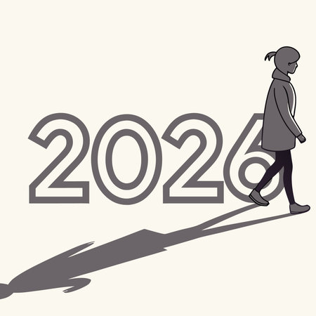 Vector illustration of a man walking with 2020 text on the white backgroundのイラスト素材