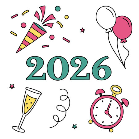 Happy New Year 2020. Vector illustration in doodle style.のイラスト素材