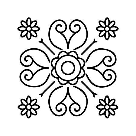 Ornament black white card with mandala. Geometric circle element made in vectorのイラスト素材