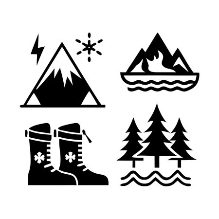 Mountain icons set on white background. Vector illustration for your designのイラスト素材