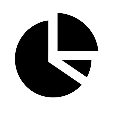 Pie chart vector icon. Black and white pie chart illustration. Flat design.のイラスト素材