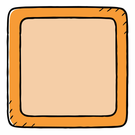A simple hand-drawn square frame with a thick orange border and a beige fill, perfect for adding a playful touch to designs.のイラスト素材