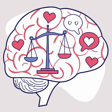 An insightful vector illustration depicting emotional intelligence (EQ) through symbols of feelings and logical thinking.のイラスト素材
