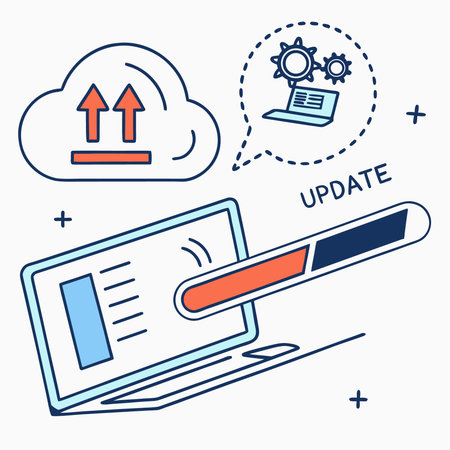 A conceptual graphic showing a loading bar or progress indicator for computer software updates and...