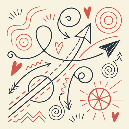 A bundle of handcrafted doodle lines and organic shapes with a playful, artistic feel for creative designs.のイラスト素材