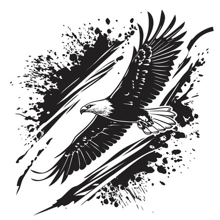 Bold, messy paint splashes and strokes in black and white, offering a rough, energetic, and abstract texture for impactful designs.のイラスト素材