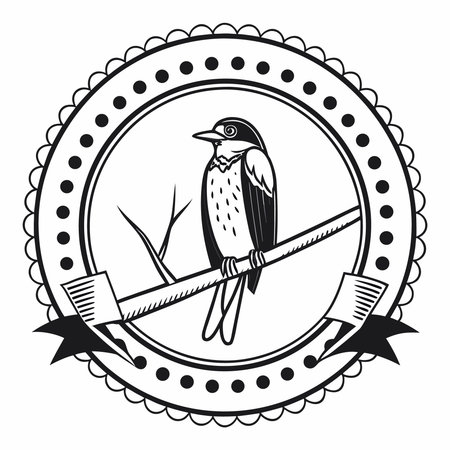 A clean, circular badge border with a simple dotted outline, presented as a versatile vector element.のイラスト素材