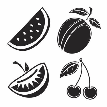A clean, minimalist black and white icon of a watermelon wedge, perfect for summer themes or food-related graphics.のイラスト素材