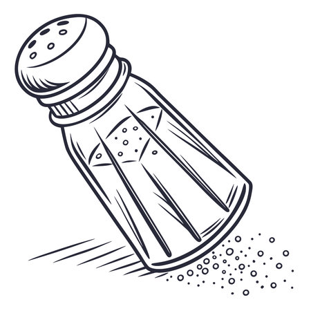 A simple salt shaker depicted with a thin stroke line, perfect for kitchen, dining, and food-related concepts.のイラスト素材