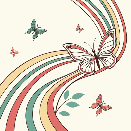 butterflies design over beige  background vector illustration graphic designのイラスト素材