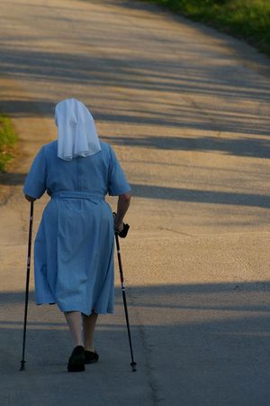 It is a old women in travel.の写真素材