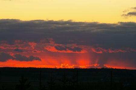 It is a sunset in Lithuania.の写真素材