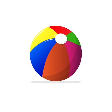 Children ball on white background. Colorful beach ballon for holidays summer. Flat vector Illustration.のイラスト素材
